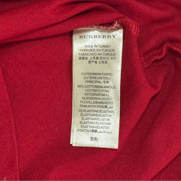 Burberry Brit Polo Shirt Blouse Top Red Check Trim XL Holiday Gift Ready Festive - Picture 5 of 6